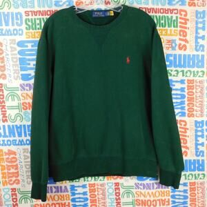Polo Ralph Lauren Sweatshirt Size L Green Red Pony The RL Fleece Pullover
